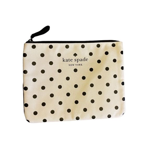 kate spade Bags Kate Spade Black And White Lined Zipper Polka Dot